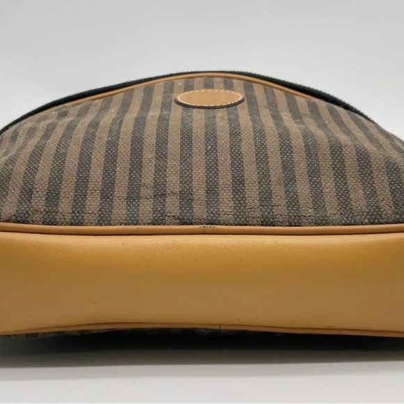 Auth Fendi  Pequin Striped Canvas × Leather Beige Shoulder Bag - Picture 16 of 16